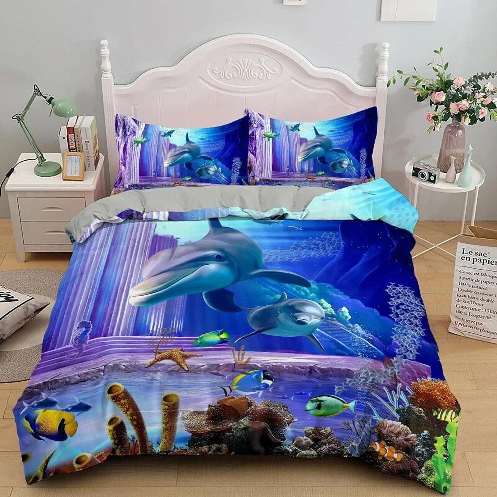 Dolphin In Blue Sea Bedding Sets Animal Quilt Duvet Cover Set Kids ...