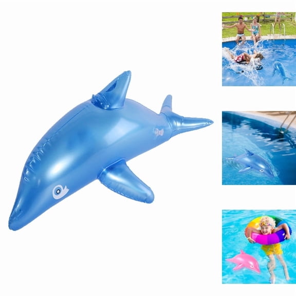 Dolphin Inflatable Pool Toy Aquatic Themed Decor Inflate Pool Beach Birthday Party Toy, Blue