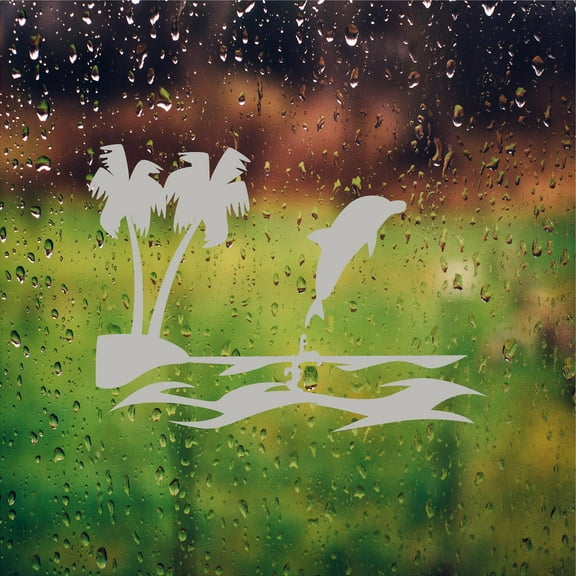 Dolphin Jumping Etched Glass Decals for Shower Doors Windows - Elegant Bathroom Decor