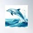 thumbnail image 1 of Dolphin Jumping Into The Water, Sea Poster Wall Art, Modern Wall Decor For Living Room Bedroom, 17x17 UNFRAMED, 1 of 3