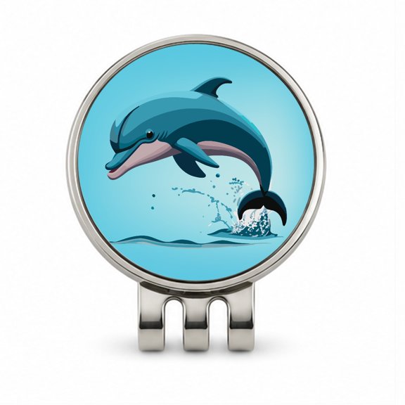Dolphin Jumping Out of Water Golf Hat Clip with Removable Magnetic Ball Marker