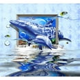 thumbnail image 1 of Dolphin Jumping Out of Window Canvas Art Creative 3D Dolphin Picture Wall Art Framed Undersea Fish Painting Wall Decor For Home Office Bedroom Reeady to Hang, 1 of 6