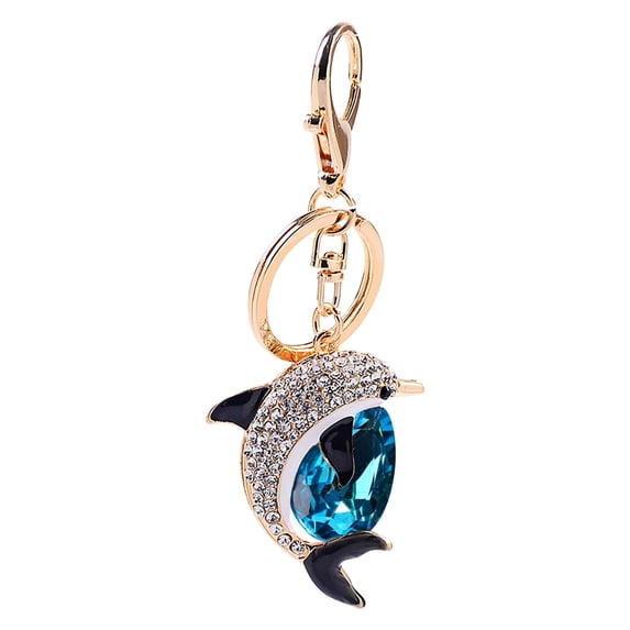 Dolphin Keychain Rhinestone Charm Alloy Bag Decor Key Ring Gift