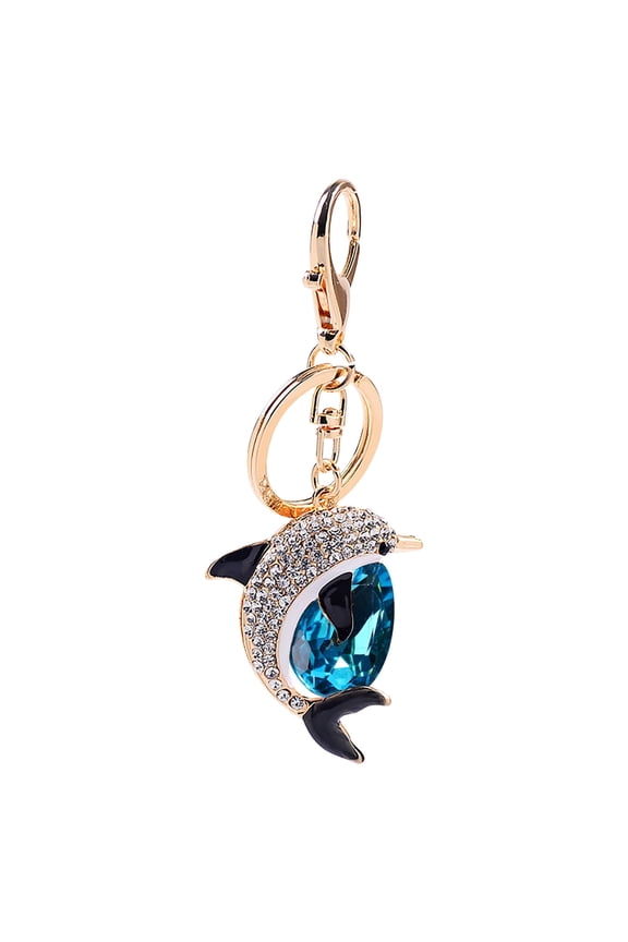 Dolphin Keychain Rhinestone Charm Alloy Bag Decor Key Ring Gift