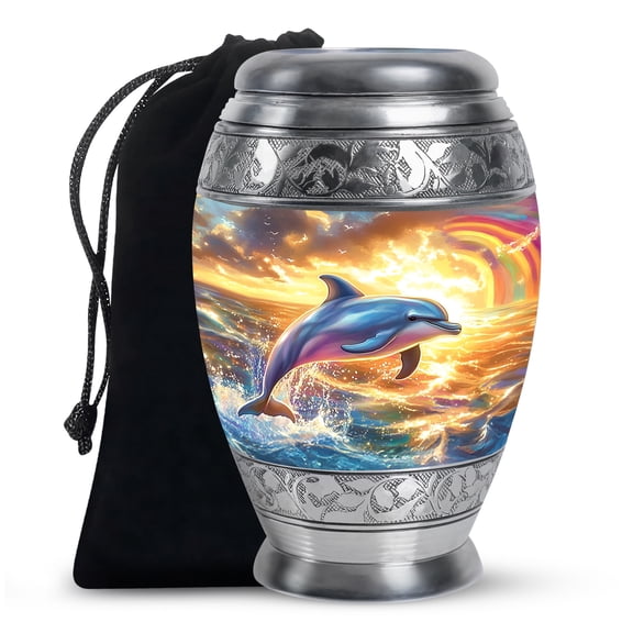 Dolphin Large Decorative Cremation Urns for Human Ashes Adult Male, Funeral Urn for Ashes for Women, Urn for Ashes, Unique Urns for Human Ashes(Size - 10inch)