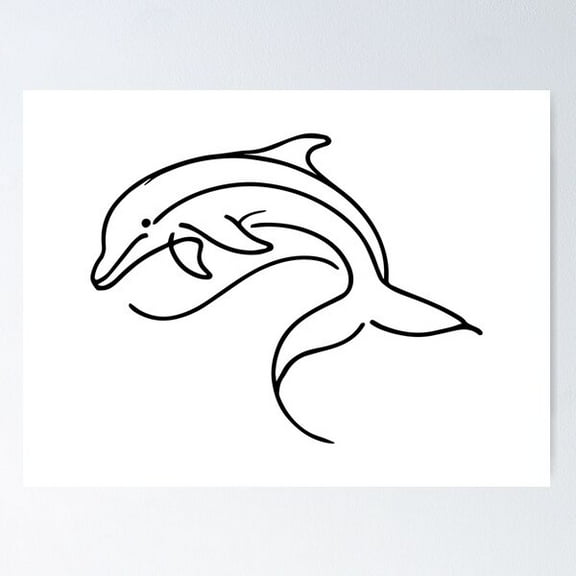 Dolphin Line Art Poster Wall Art, Modern Wall Decor For Living Room Bedroom, 8x12 UNFRAMED