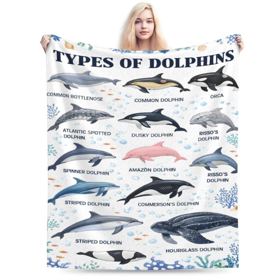 Dolphin Lover Blanket Gift for Ocean Animal Lovers Cozy Soft Throw Blanket Dolphin Species Pattern Marine Home Decor 50x40