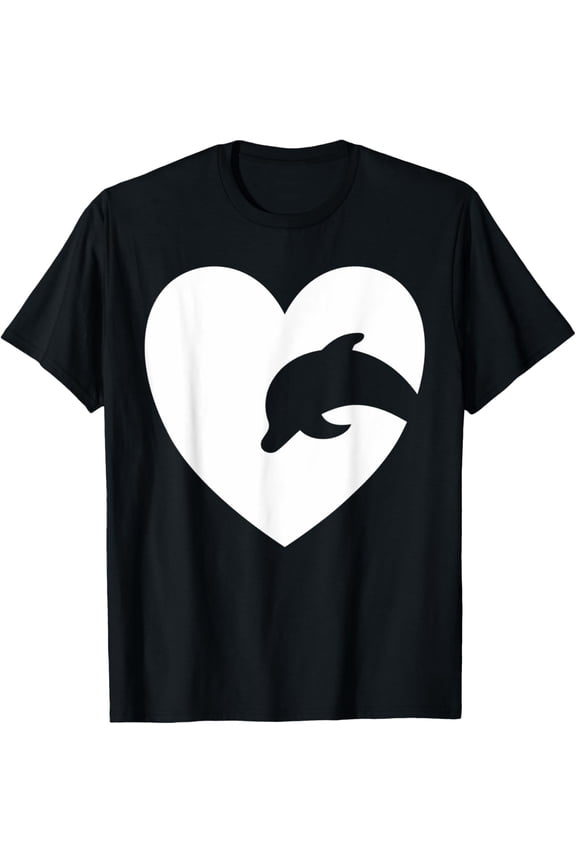 Dolphin Lover Heart For Girls And Women Who Love Dolphins T-Shirt