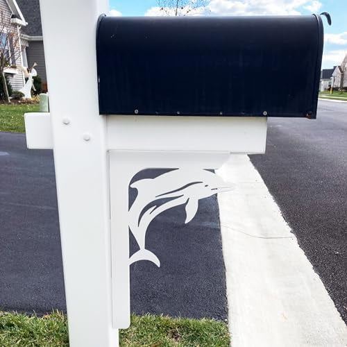 Dolphin Mailbox Decorative Bracket and Porch Decor, Mailbox Decoration, Beach Coastal Theme, 16 Inch, Made in USA$$Garden & Patio