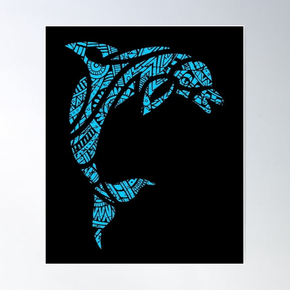 Dolphin Maori Tribal Tattoos Poster Wall Art, Modern Wall Decor For Living Room Bedroom, 16x24 UNFRAMED