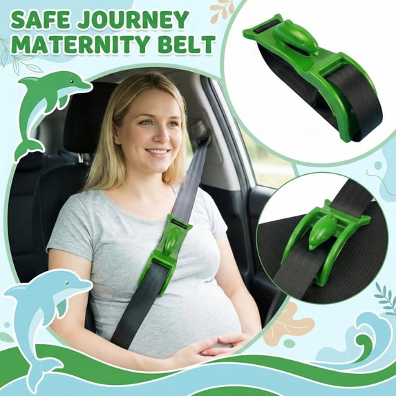 Dolphin Maternity Car Seat Belt Adjuster - Pregnancy Safety Belt Positioner for Belly Protection & Driving Comfort(Green)