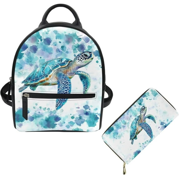 Dolphin Mini Backpack Purse for Women Shoulder Bag Zipper Back Pack Daypack Travel Accessories Handbags Stuff Sack Tote Bags for Travel Shopping Backpacks Wallet Set Of 2