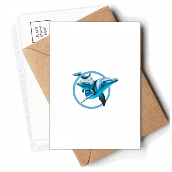 Dolphin Mother-Child Circle Crossing Postcards Envelopes Blank Note Cards Mailing