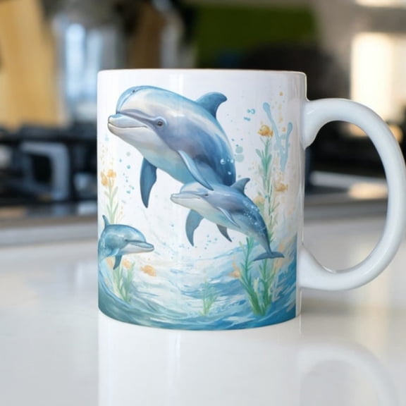 Dolphin Mug, Dolphin Gif, Dolphin Lover Gift, Ocean Mug, Dolphin Coffee Mug, Dolphin Coffee Cup, Beach Mug, Nautil Mug.
