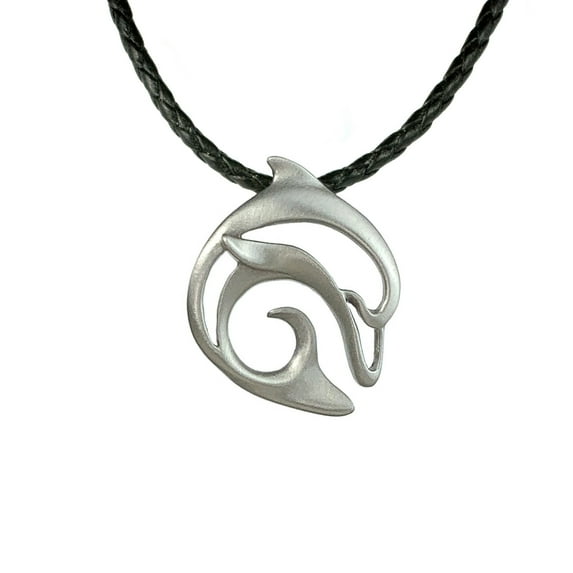 Dolphin Necklace Pewter Pendant- Dolphin Gift for Women and Men, Dolphin Necklaces, Gifts for Dolphin Lovers, Sea Life Jewelry, Dolphin Charm