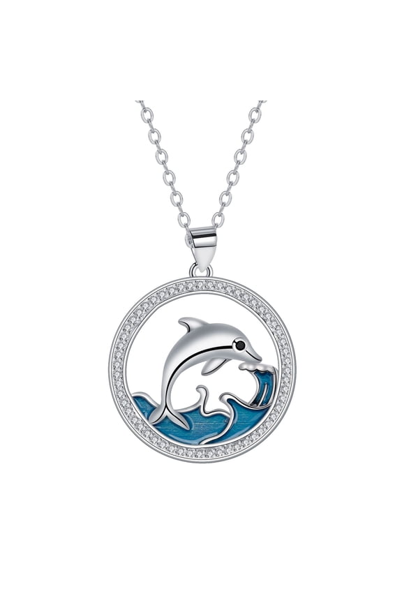 Dolphin Necklace for Women Ocean Pendant Necklace Beach Dolphin Jewelry Gifts for Women Mom Lover