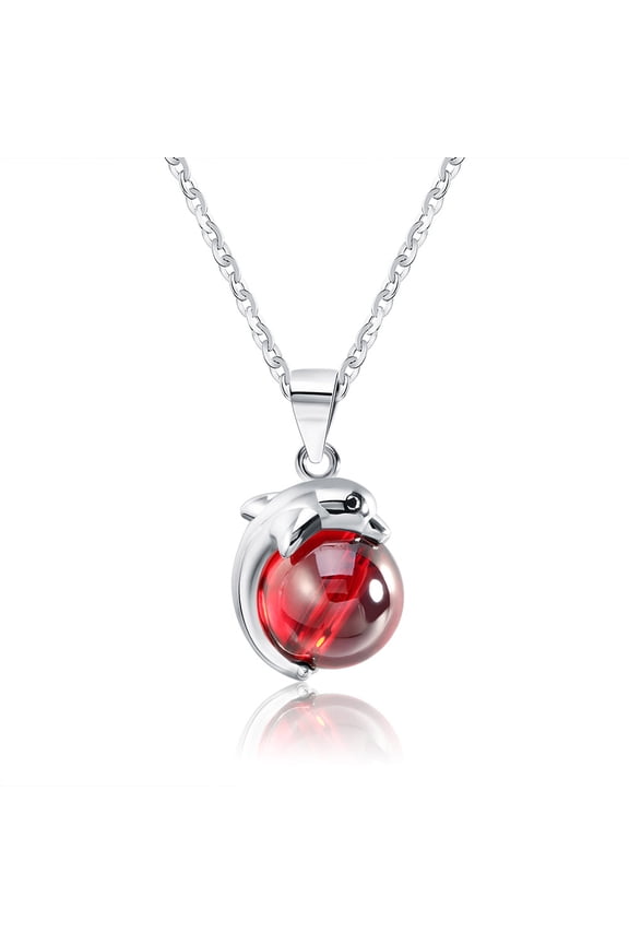 Dolphin Necklace for Women Red Agate Sterling Silver Ginger Lyne Collection