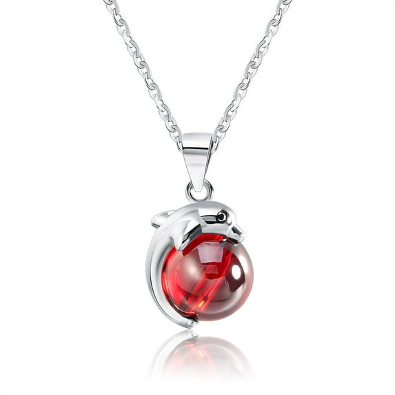 Dolphin Necklace for Women Red Agate Sterling Silver Ginger Lyne Collection