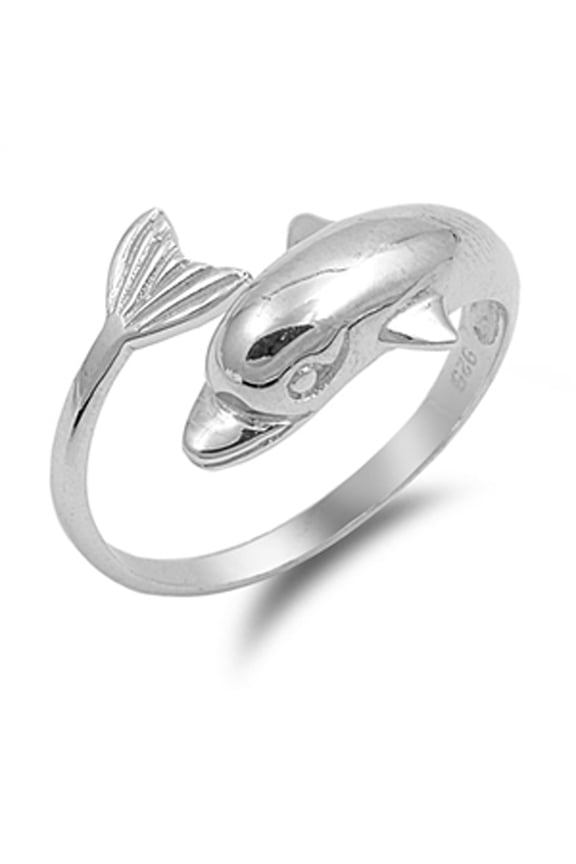 Dolphin Ocean Animal Friendship Ring .925 Sterling Silver Band Jewelry Female Male Unisex Size 9