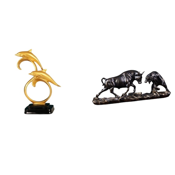 Dolphin Ornament Bull Desktop Statue Resin Craft Unique Carving Living Room Bookshelf Display