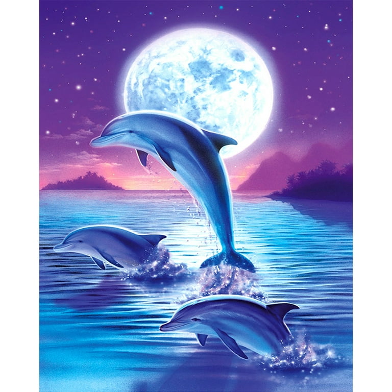 Paint by Numbers for Kids Ages 8-12 Girls Marine Life Dolphin DIY Oil  Painting Kit Impression Retro Wall Decor Gift Kits 16x20