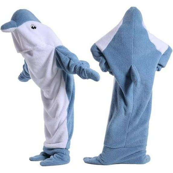 Dolphin Pajamas Hoodies Adult Wearable Onesie Costume Soft Cozy Dolphin Blanket Animals Sleeping Bag