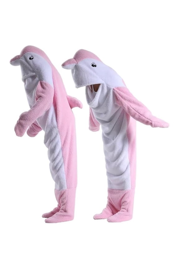 Dolphin Pajamas Hoodies Adult Wearable Onesie Costume Soft Cozy Dolphin Blanket Animals Sleeping Bag
