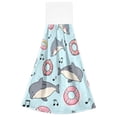 thumbnail image 1 of Dolphin Pattern Hand Towels 2 Pack Quick Dry Velvet Soft with Velcro Kitchen Bath 14x18in, 1 of 7