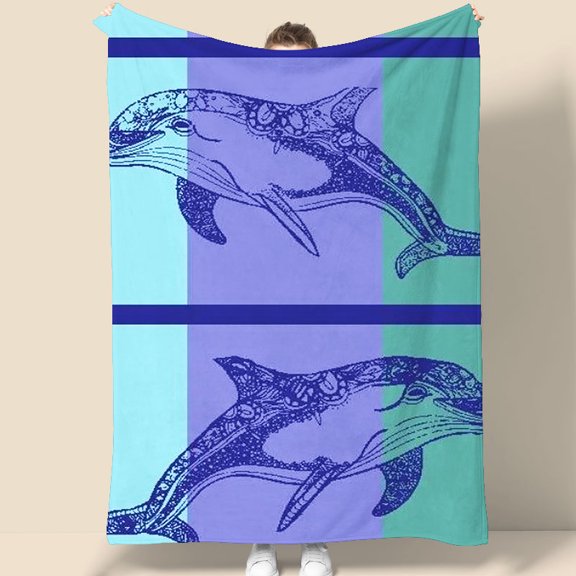 Dolphin Pattern Tapestry 70.07 x 90.55 Inches Wall Hanging Boho Style Home Decor for Bedroom Living Room