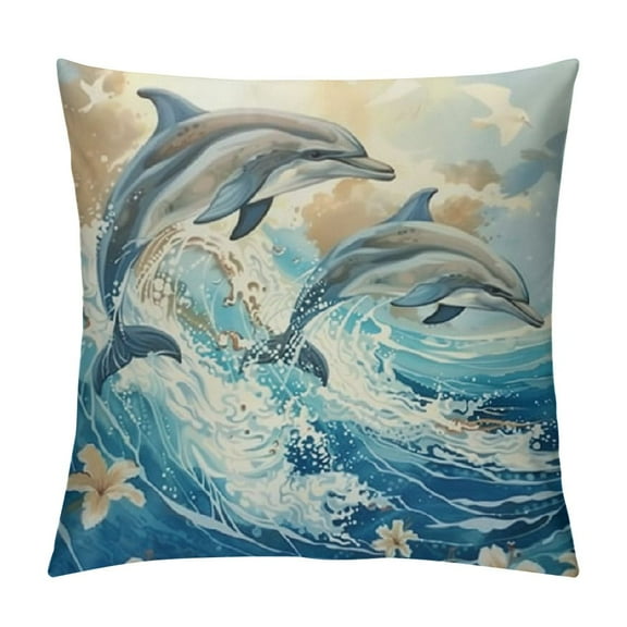 Dolphin Pattern Throw Pillow