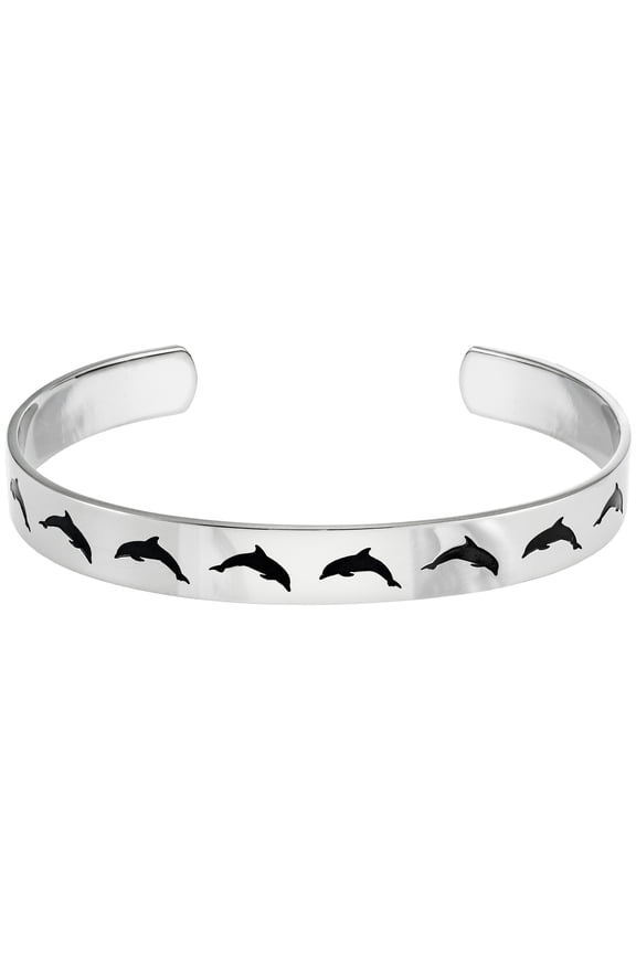 Dolphin Peace Inspirational Stainless Steel Cuff Bracelet