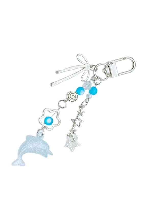 Dolphin Pendant Keychain Colorful Beaded Keyring Fashionable Accessory for Keys