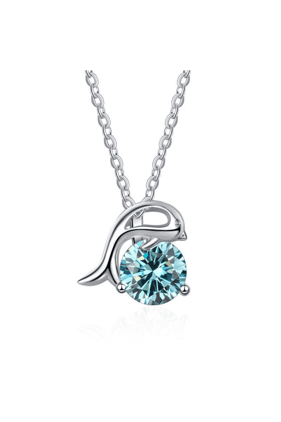 Dolphin Pendant Necklaces for Women, 1CT Yellow/Blue/Pink Moissanite Diamond Necklace, D Color VVS1 Moissanite Necklaces,925 Sterling Silver Dolphin Necklace with Certificate