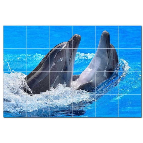 Dolphin Picture Ceramic Tile Mural Kitchen Backsplash Bathroom Shower, 404721-L6