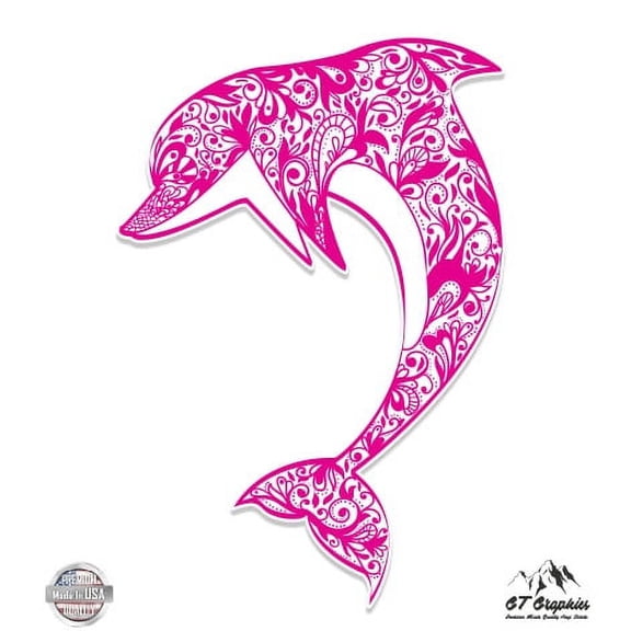 Dolphin Pink - 5" Vinyl Sticker - For Car Laptop I-Pad - Waterproof Decal