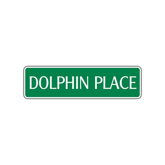 Dolphin Place Street Sign Beach Bar Pub Cafe Restaurant Shop Room Wall Decor 4x13.5