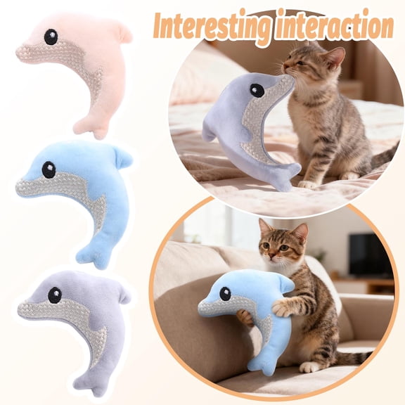 Dolphin Plush Toy for Pet, Cat Toys, Soft Fabric Toy With Cute Design for Indoor Entertainment