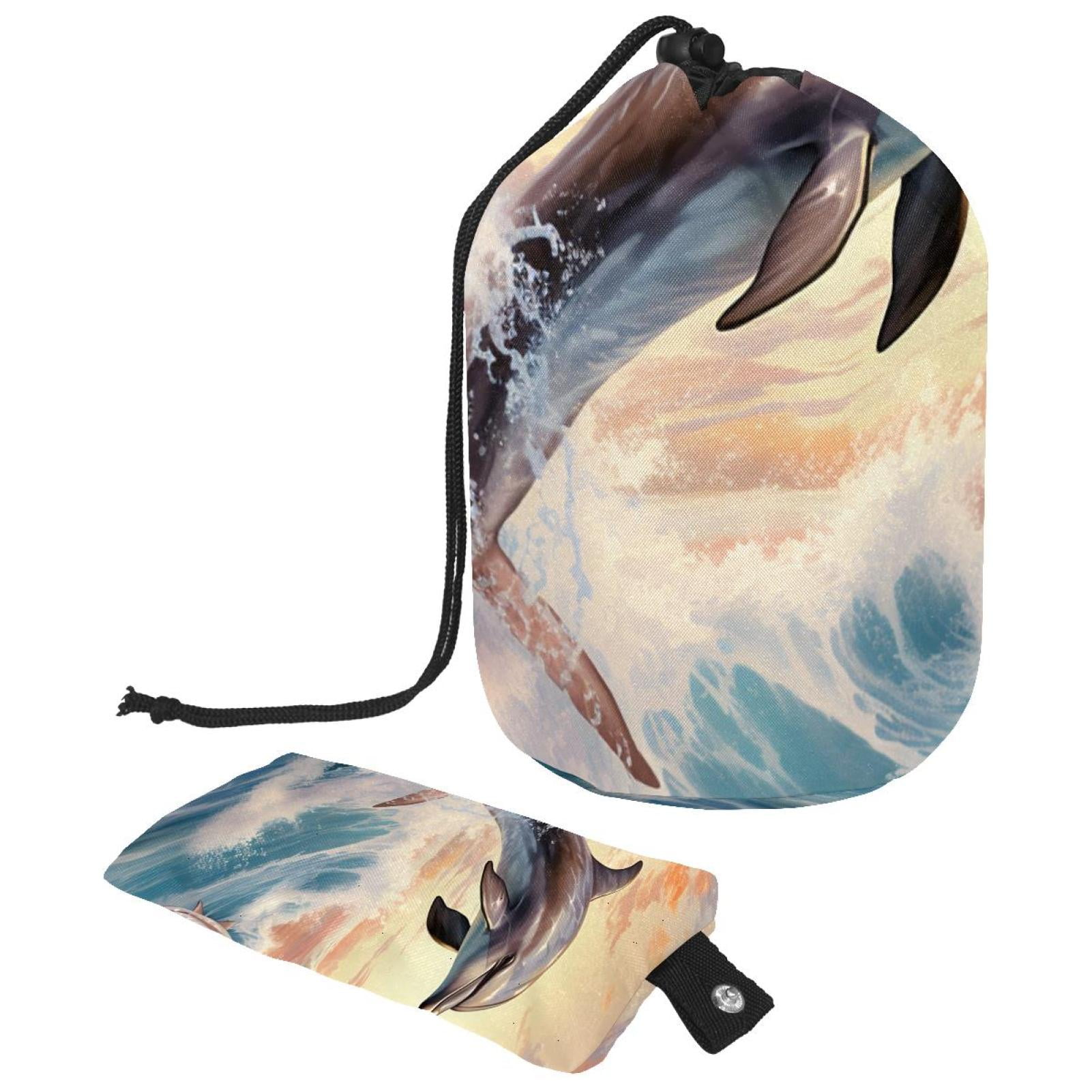 Dolphin Portable Drawstring Foldable Travel Shower Bag Wash Bag Mesh