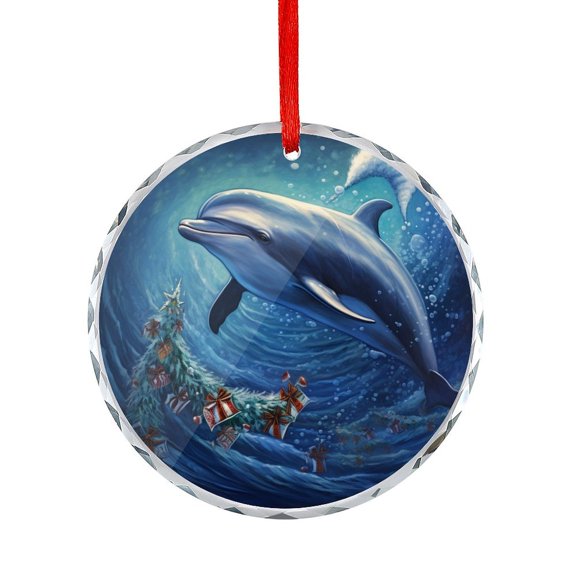 Dolphin Poster Xmas Xmas Ornament Unique Home Decor Dolphins Swimming Christmas Ornaments Crystal Hanging