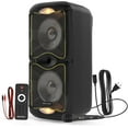 thumbnail image 1 of Dolphin Dual 12" Rechargeable Portable Party Speaker with LED Lights, Wireless PA System, Deep Bass, and 5-Band Equalizer, 1 of 8