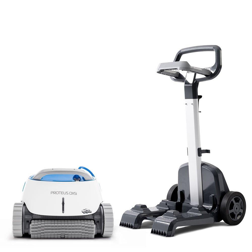 Dolphin Proteus DX5i Robotic Pool Vacuum Cleaner with Wi-Fi Control — Included Universal Caddy for No-Hassle Storage — Ideal for All Pool Types up to 50 FT in Length