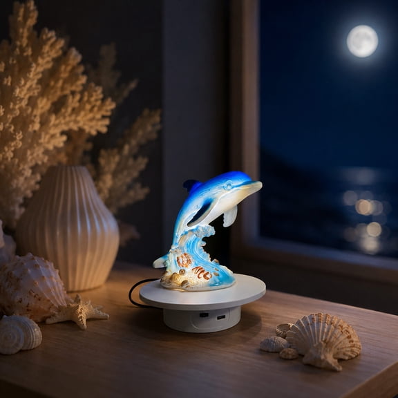 Dolphin Resin Night Light with Soft Light, USB-powered Marine Animal Decorative Night Light for Bedroom Decor and Gift
