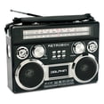 thumbnail image 1 of Dolphin SP-411BT Retro Bluetooth Radio with AM/FM/SW, Rechargeable Battery, USB, SD, AUX, Telescoping Antenna, Leather Handle–Speaker with Vintage Design, Black, 1 of 11