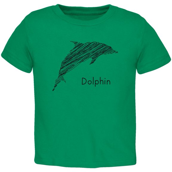 Dolphin Scribble Drawing Kelly Green Toddler T-Shirt - 2T