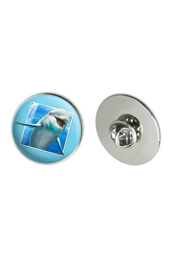 Dolphin Selfies Picture Metal 1.1" Tie Tack Hat Lapel Pin Pinback