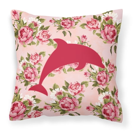 Dolphin Shabby Chic Pink Roses Fabric Decorative Pillow