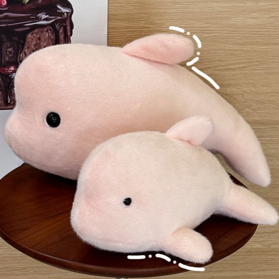 Dolphin Shaped Plush Figure - 11 Inch Soft Faux Fur Decor for Desk, Shelf, and Home Display