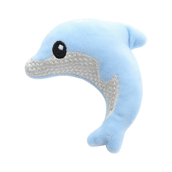 Dolphin - Shaped Plush Pet Toy, Soft Fabric Design With Cute Ocean Style, For Indoor Interactive Play - Blue
