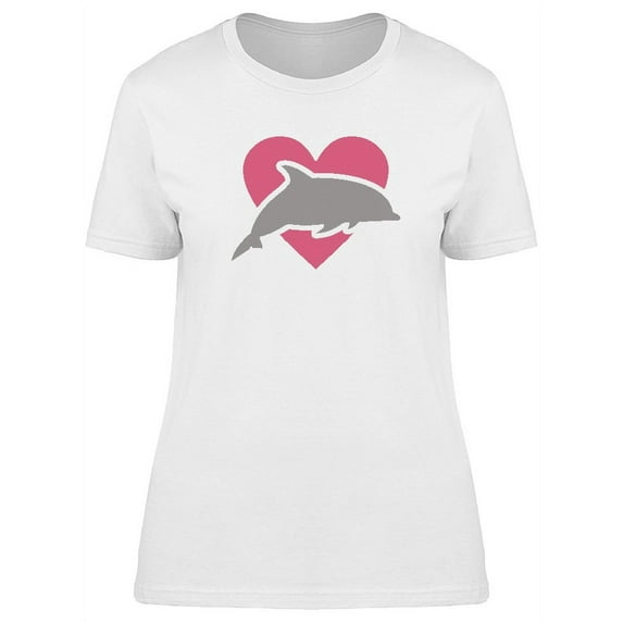 Dolphin Silhouette In A Heart T-Shirt Women -Image by Shutterstock, Female XX-Large
