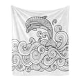 thumbnail image 1 of Dolphin Soft Flannel Fleece Throw Blanket, Black and White Zentangle Nautical Image Waves and Animal Jumping out of Water, Cozy Plush for Indoor and Outdoor Use, 50" x 60", Black White, by Ambesonne, 1 of 6